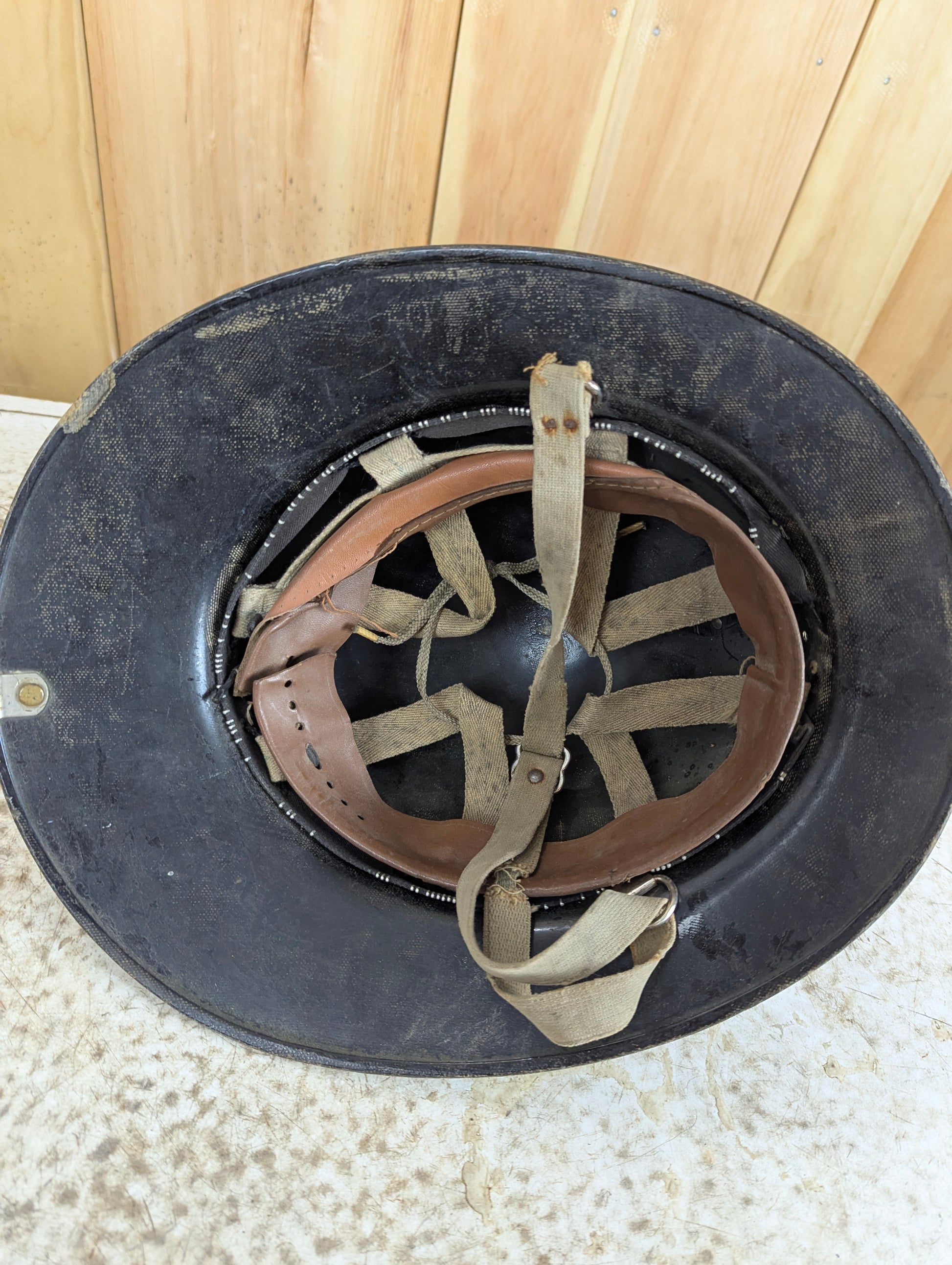 Vintage Fibreglass Firefighter Helmet - view 4