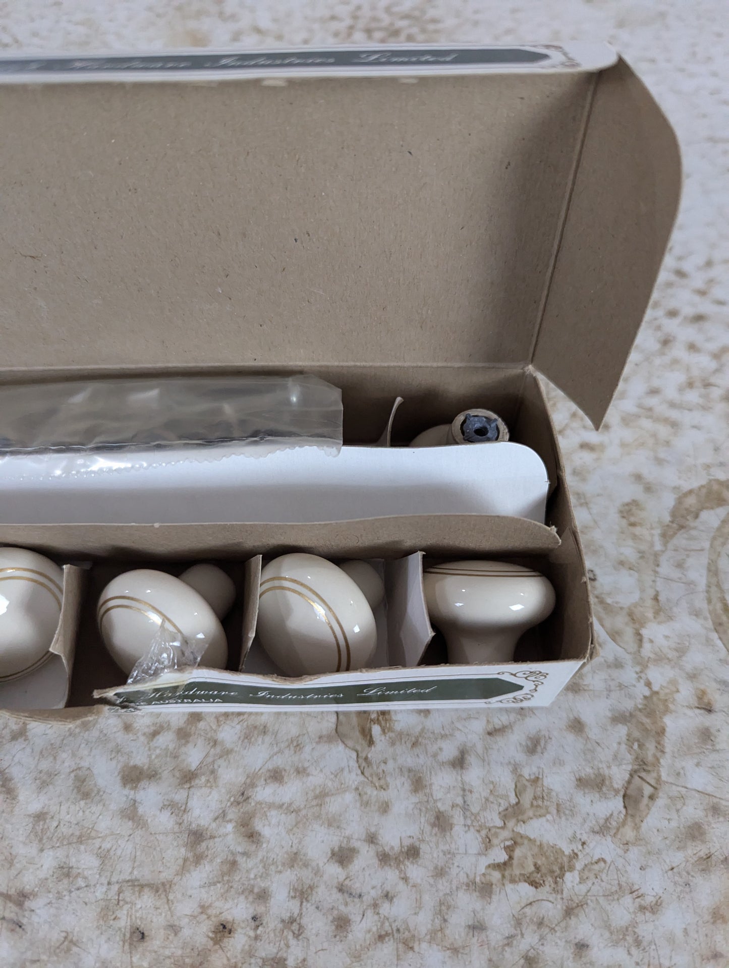 Vintage Gainsborough Porcelain Cupboard Knobs Drawer Pulls in Box - New Old Stock - view 3
