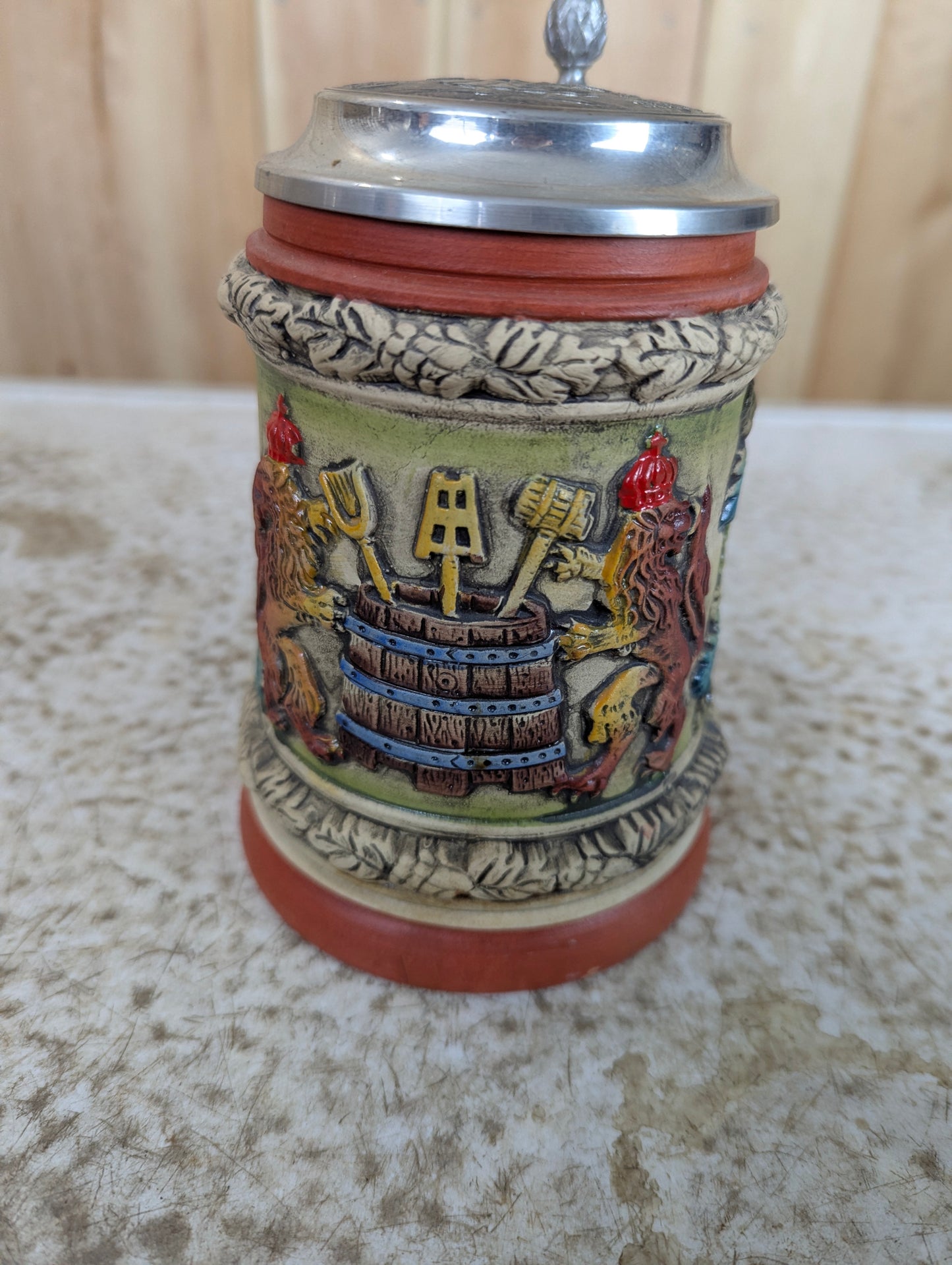 Vintage German Beer Stein with Metal Lid - view 2