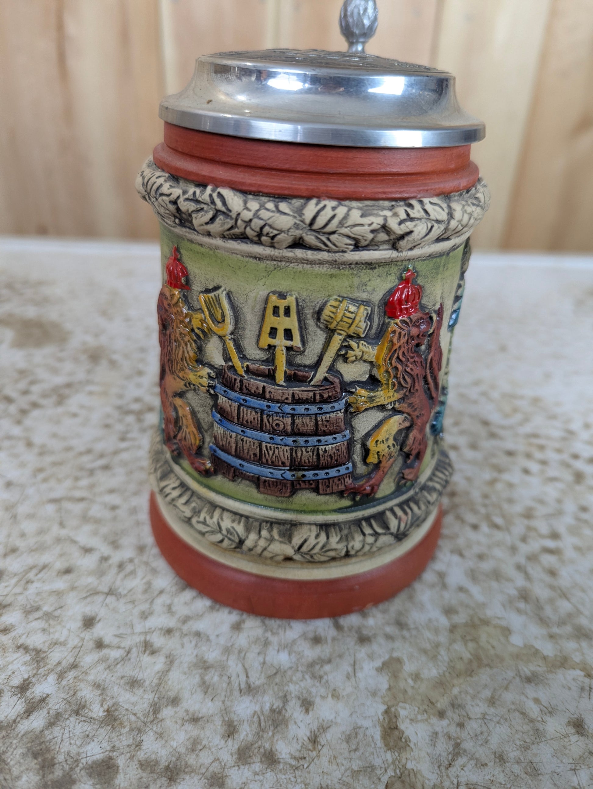 Vintage German Beer Stein with Metal Lid - view 2