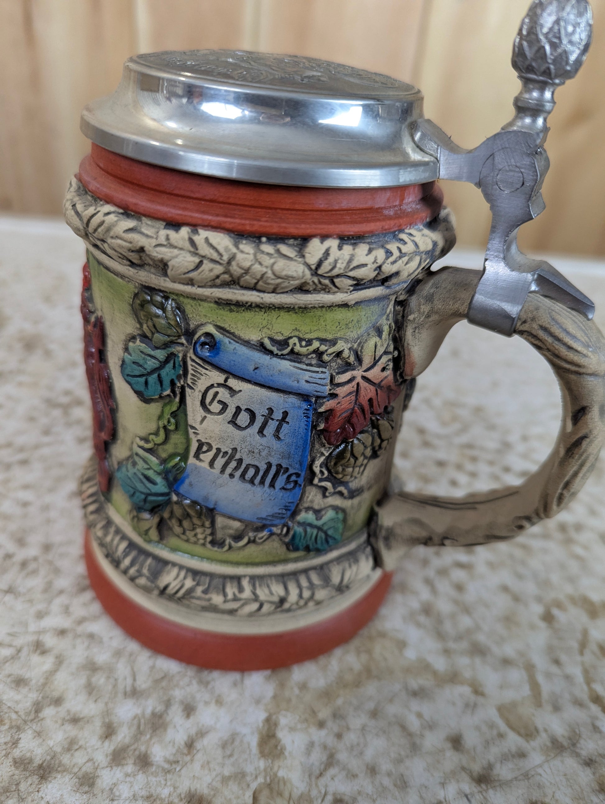 Vintage German Beer Stein with Metal Lid - view 3