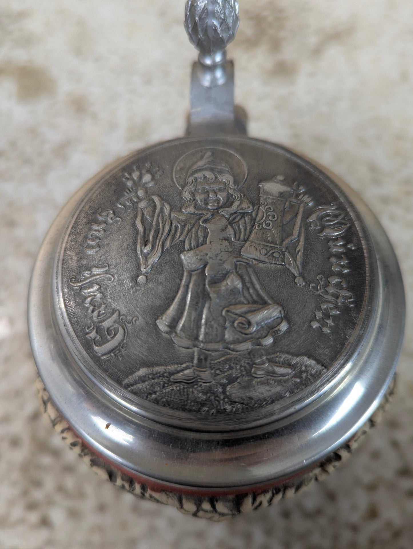Vintage German Beer Stein with Metal Lid - view 4