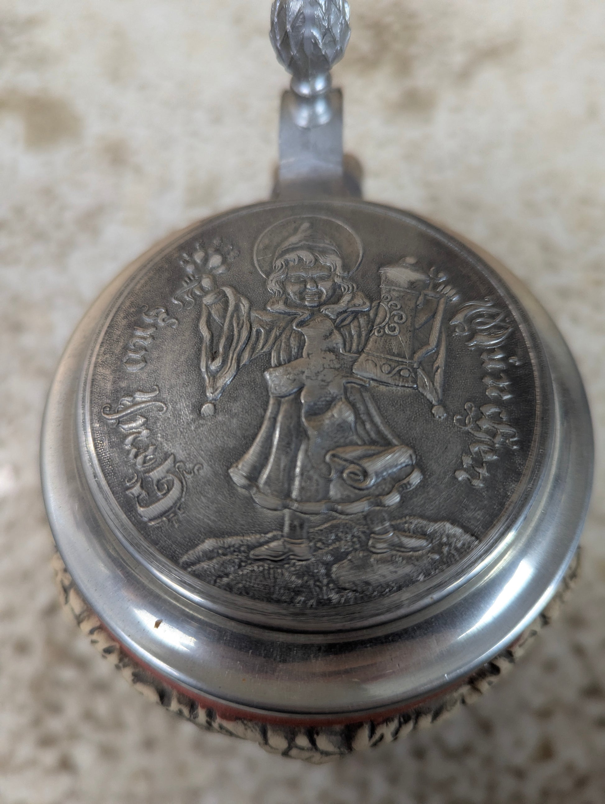Vintage German Beer Stein with Metal Lid - view 4