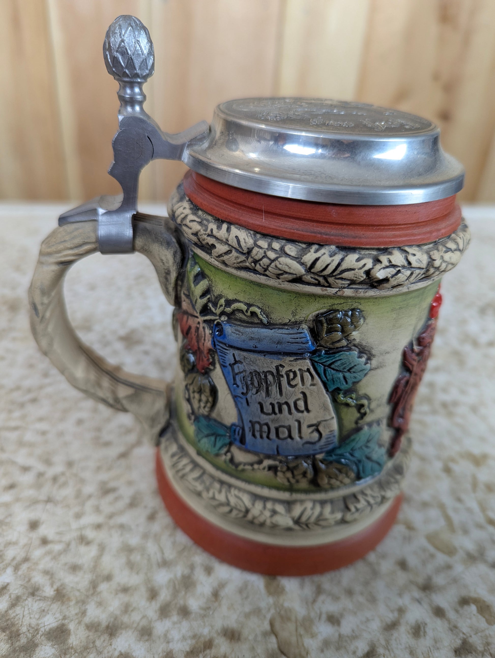 Vintage German Beer Stein with Metal Lid - view 7