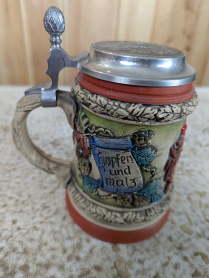 Vintage German Beer Stein with Metal Lid - view 7