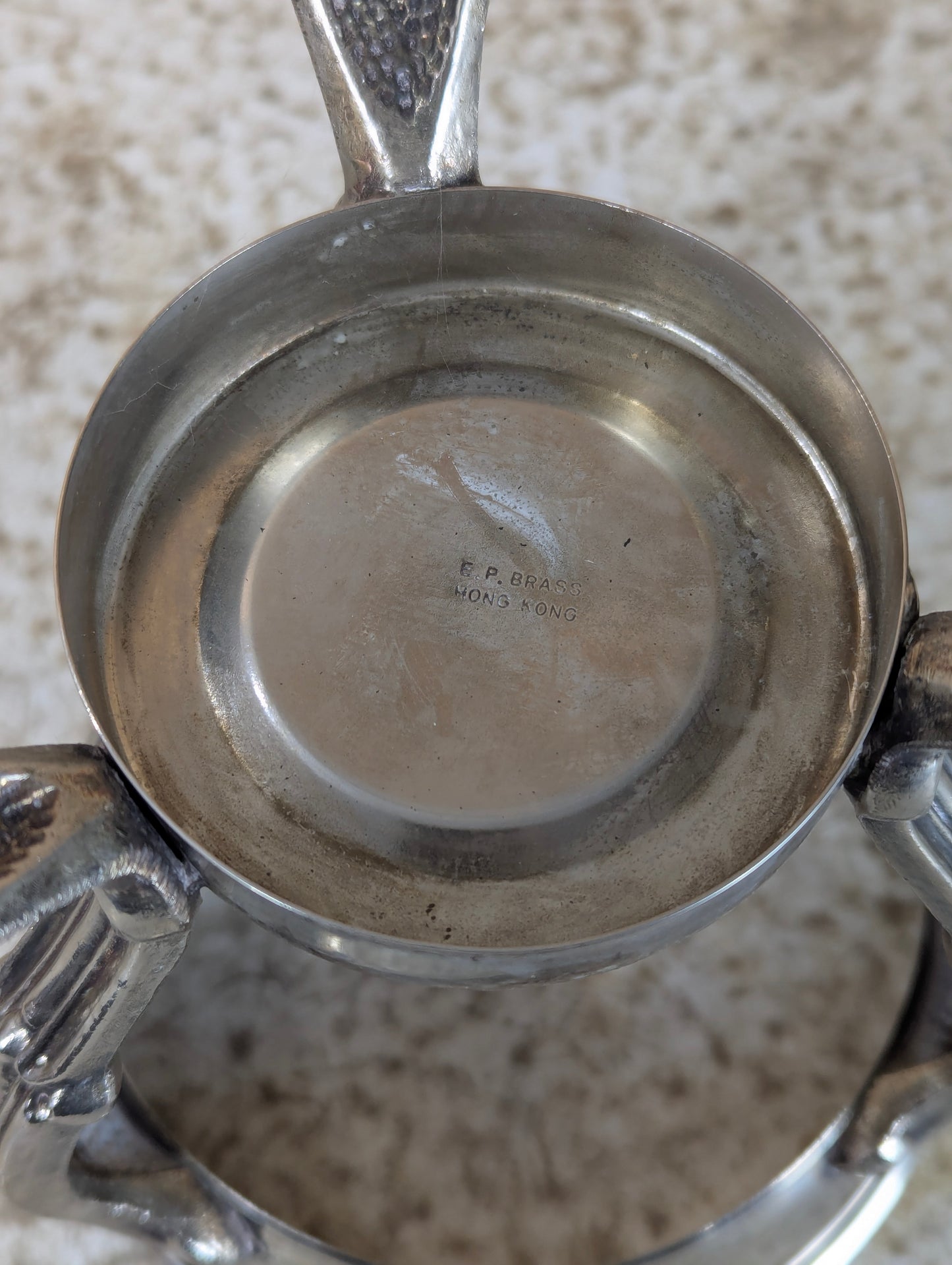 Vintage Glass Silverplate Carafe with Footed Stand - view 6