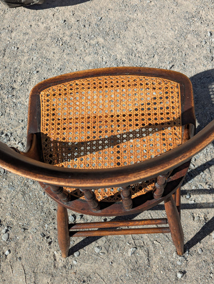 Vintage Gunstock Chair with Cane Seat - view 5