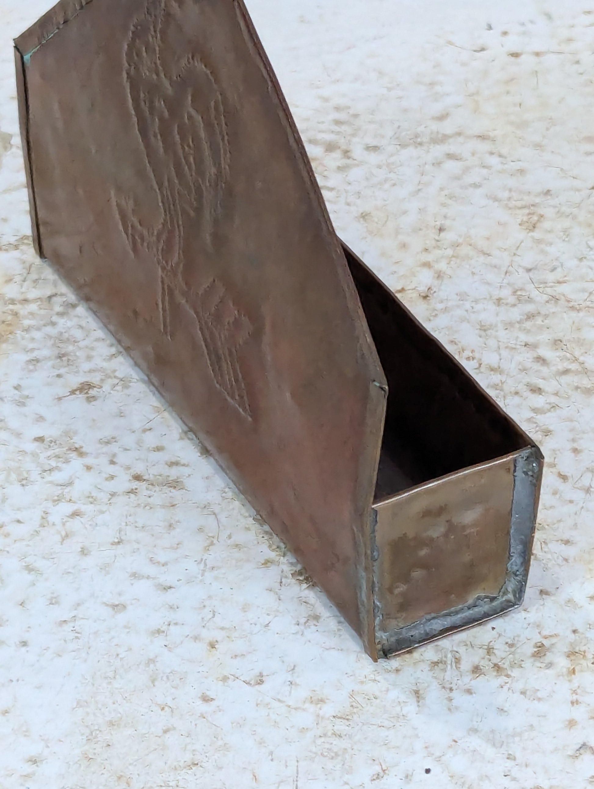 Vintage Hammered Copper Match Holder - view 4