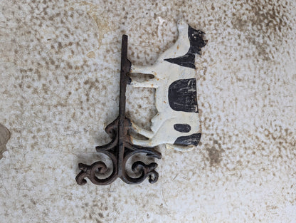 Vintage Hand Painted Cast Iron Cow Wall Bracket - Damaged