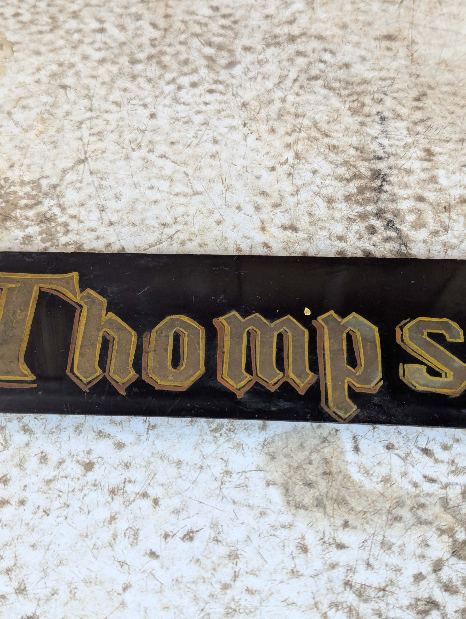 Vintage Hand Painted G H Thompson on Black Laminate Sign - view 3