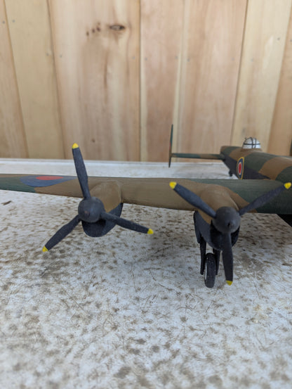 Vintage Handcarved Wood  Avro Lancaster WW2 Bomber Airplane Model - view 4