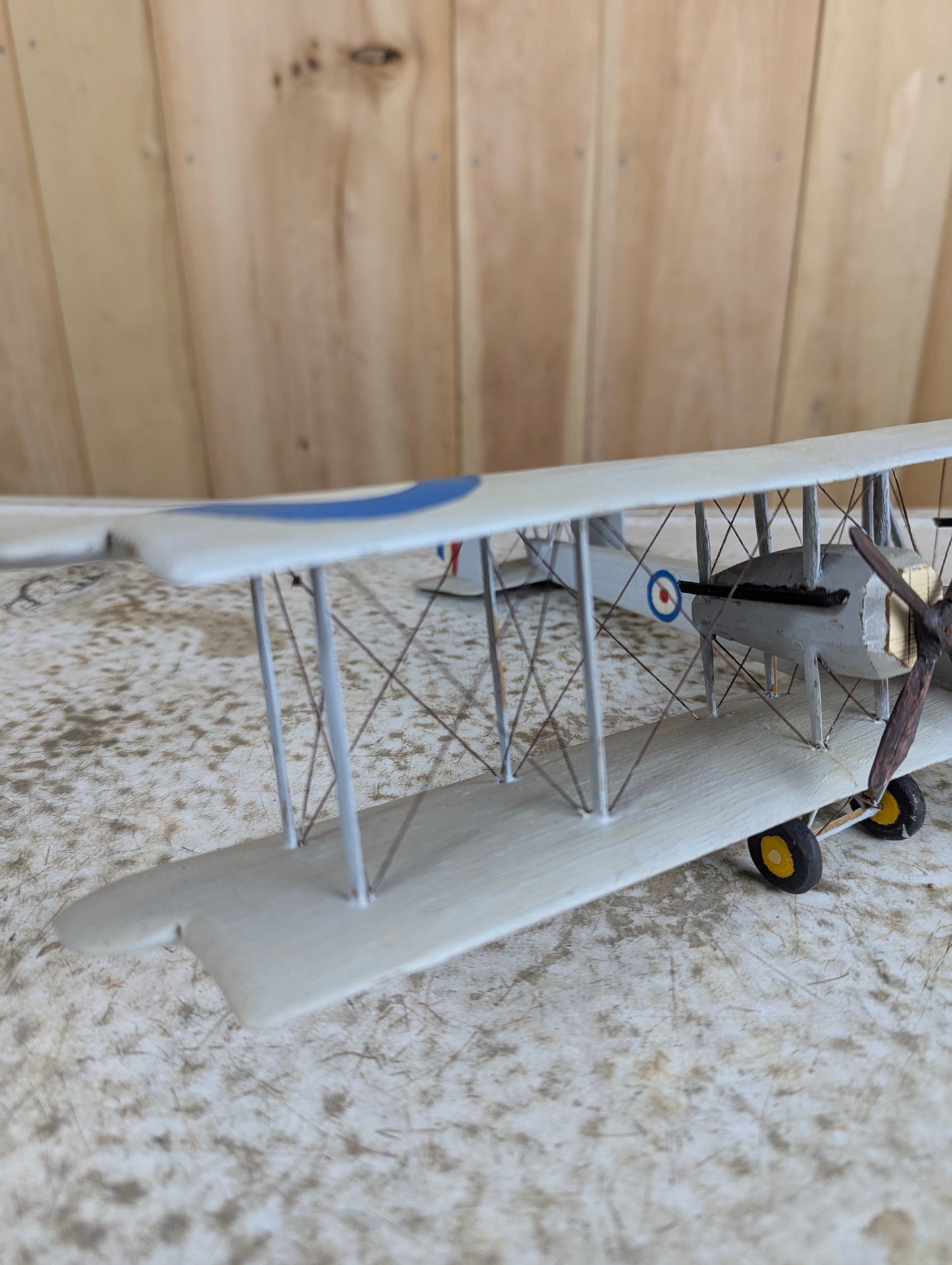 Vintage Handcarved Wood Vickers Vimy WW1 Airplane Model - view 3