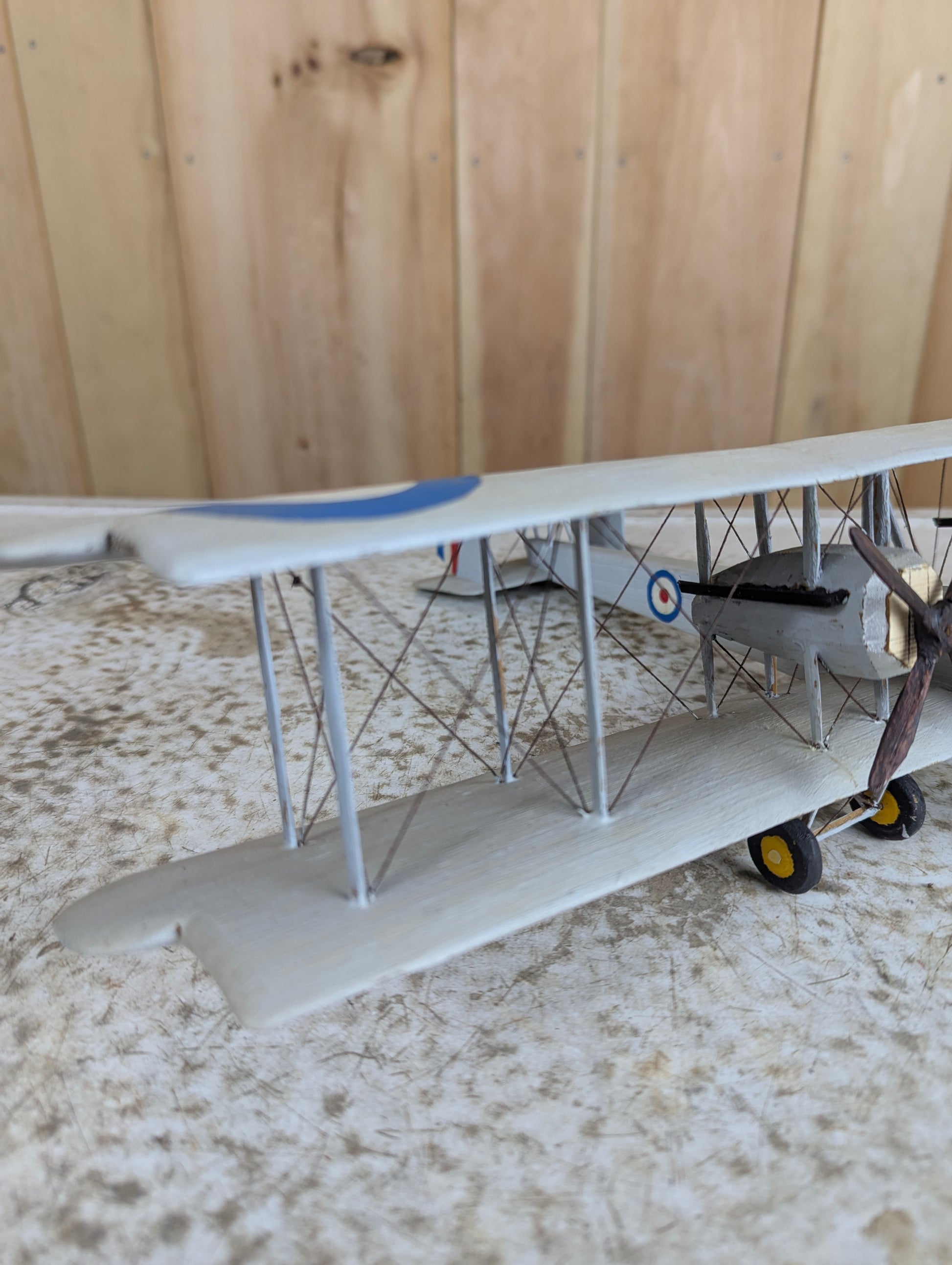 Vintage Handcarved Wood Vickers Vimy WW1 Airplane Model - view 3