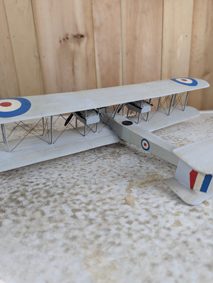 Vintage Handcarved Wood Vickers Vimy WW1 Airplane Model - view 5