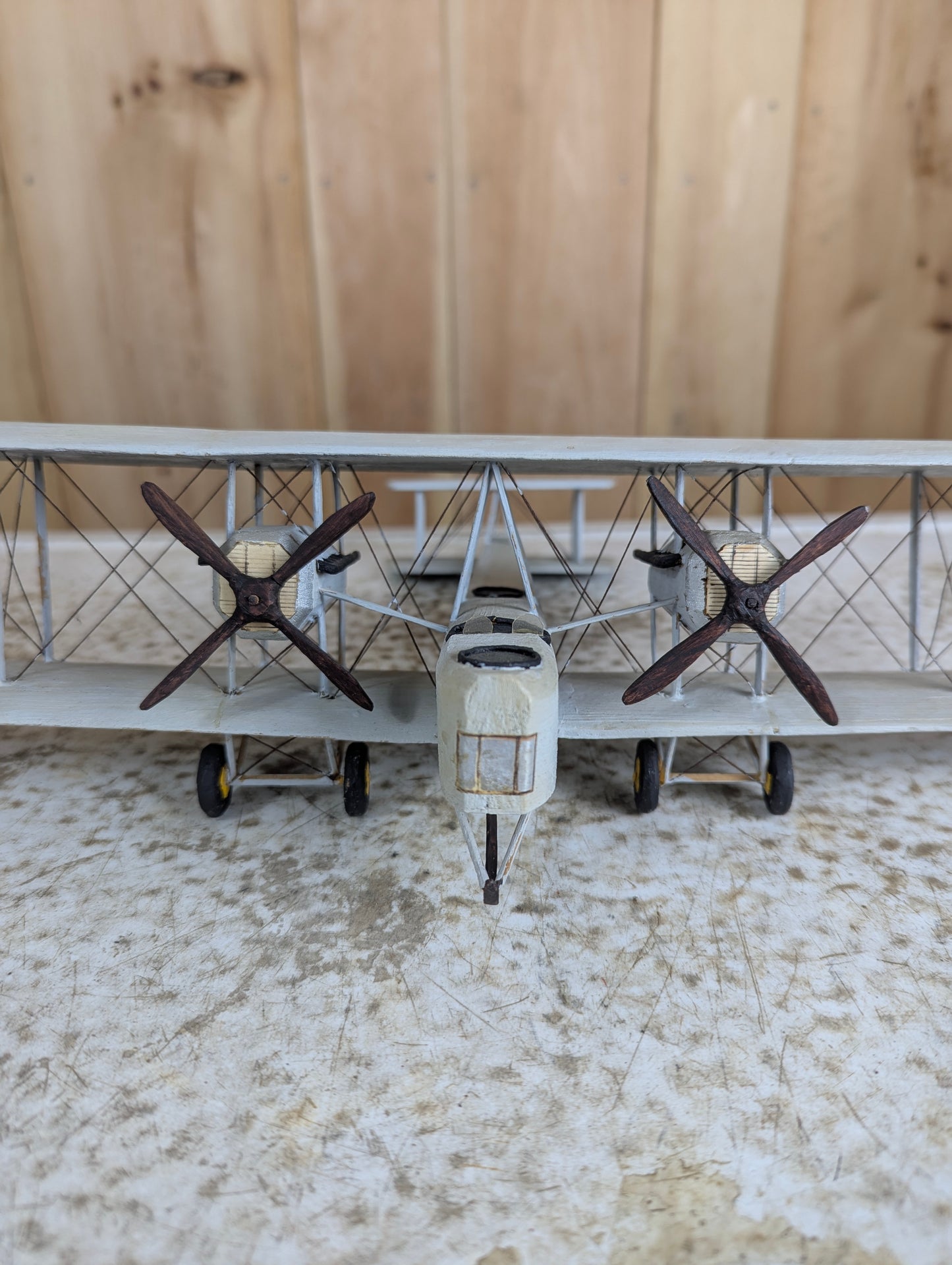 Vintage Handcarved Wood Vickers Vimy WW1 Airplane Model - view 6