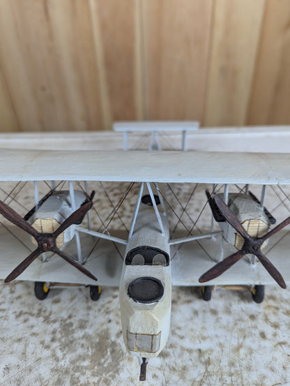 Vintage Handcarved Wood Vickers Vimy WW1 Airplane Model - view 7