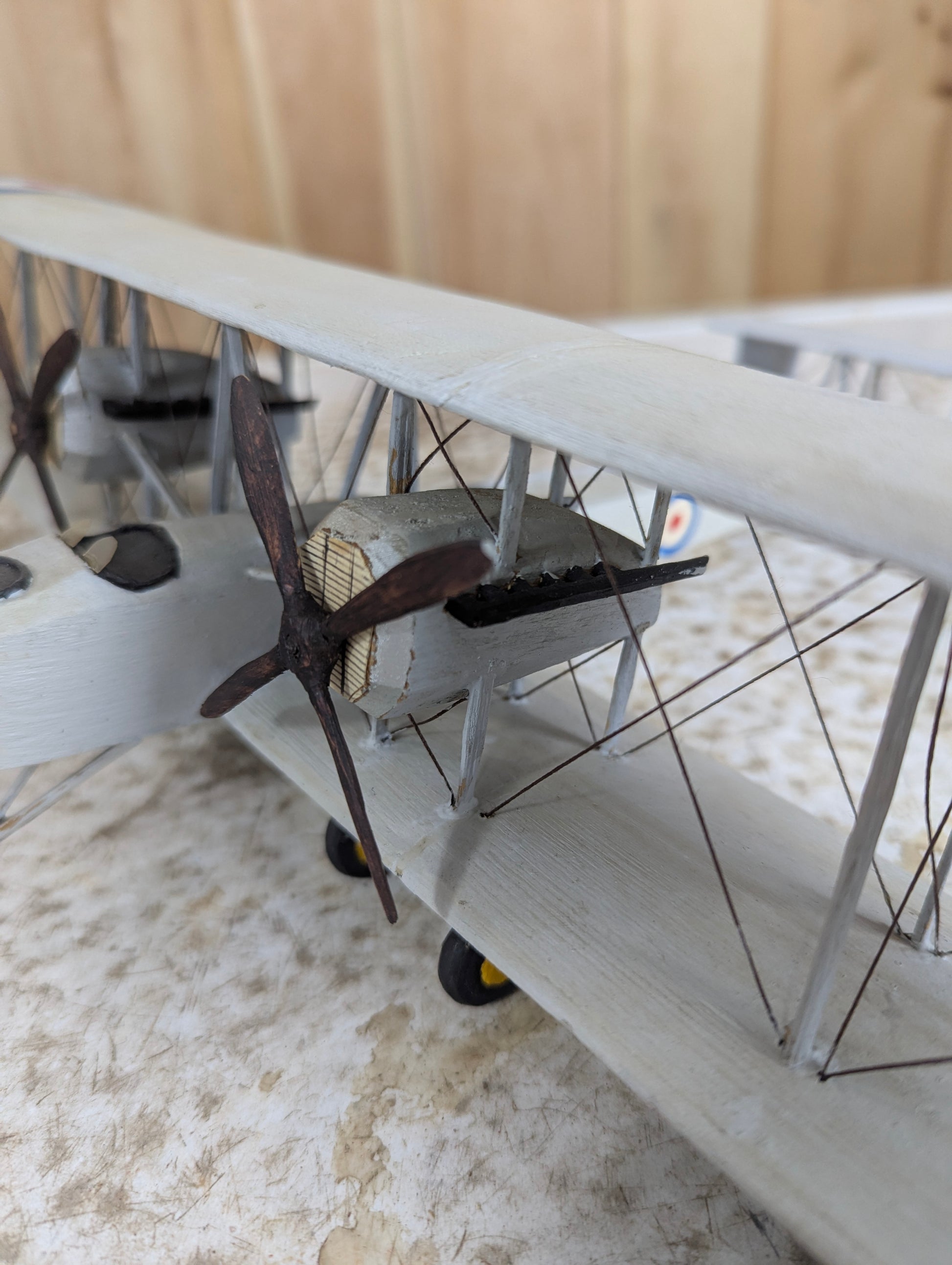 Vintage Handcarved Wood Vickers Vimy WW1 Airplane Model - view 8