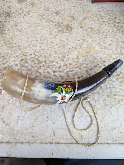 Vintage Handpainted Swiss Souvenir Horn
