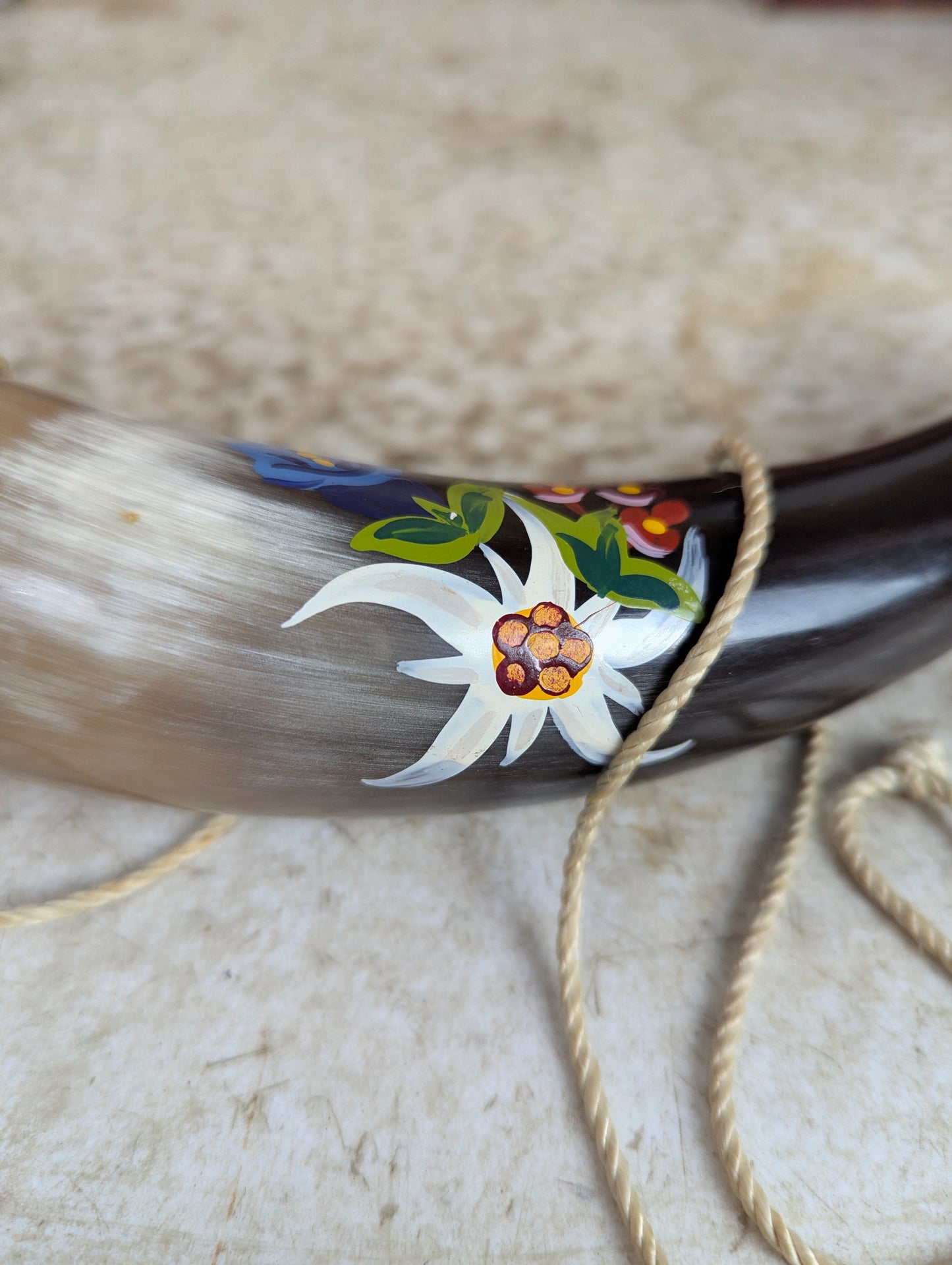Vintage Handpainted Swiss Souvenir Horn - view 2