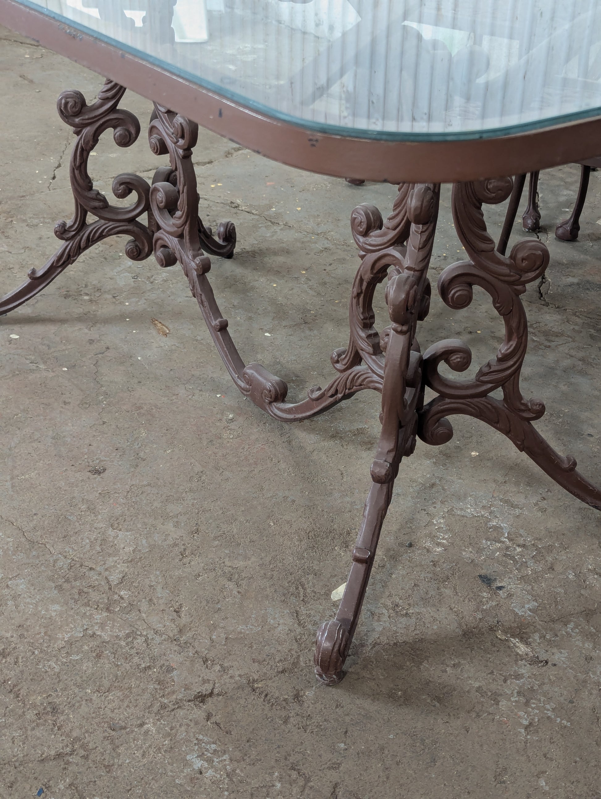 Vintage Hauser Hollywood Regency Patio Glass Topped Table with 6 Chairs - view 6