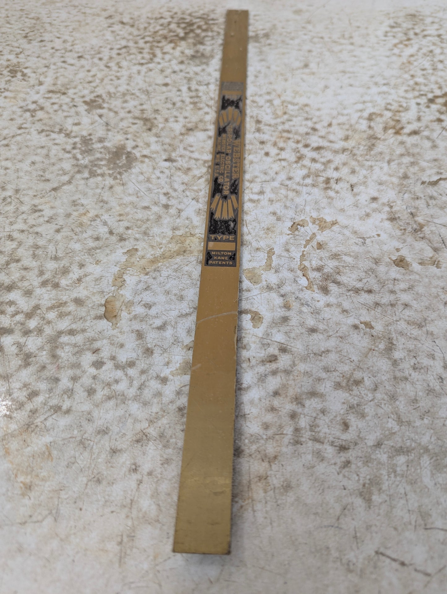 Vintage Industrial Webster Electric Co. Tri-Polar Oscillator Brass Blank Nameplate - view 2