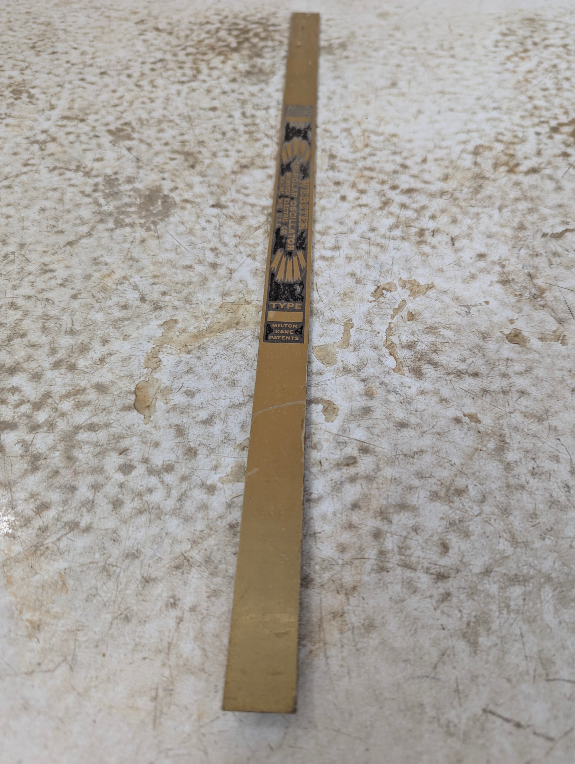 Vintage Industrial Webster Electric Co. Tri-Polar Oscillator Brass Blank Nameplate - view 2