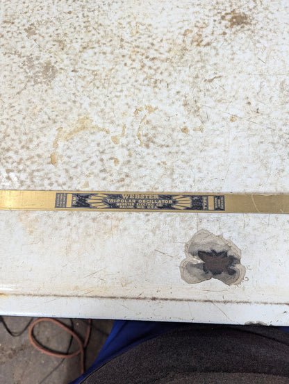 Vintage Industrial Webster Electric Co. Tri-Polar Oscillator Brass Blank Nameplate - view 4