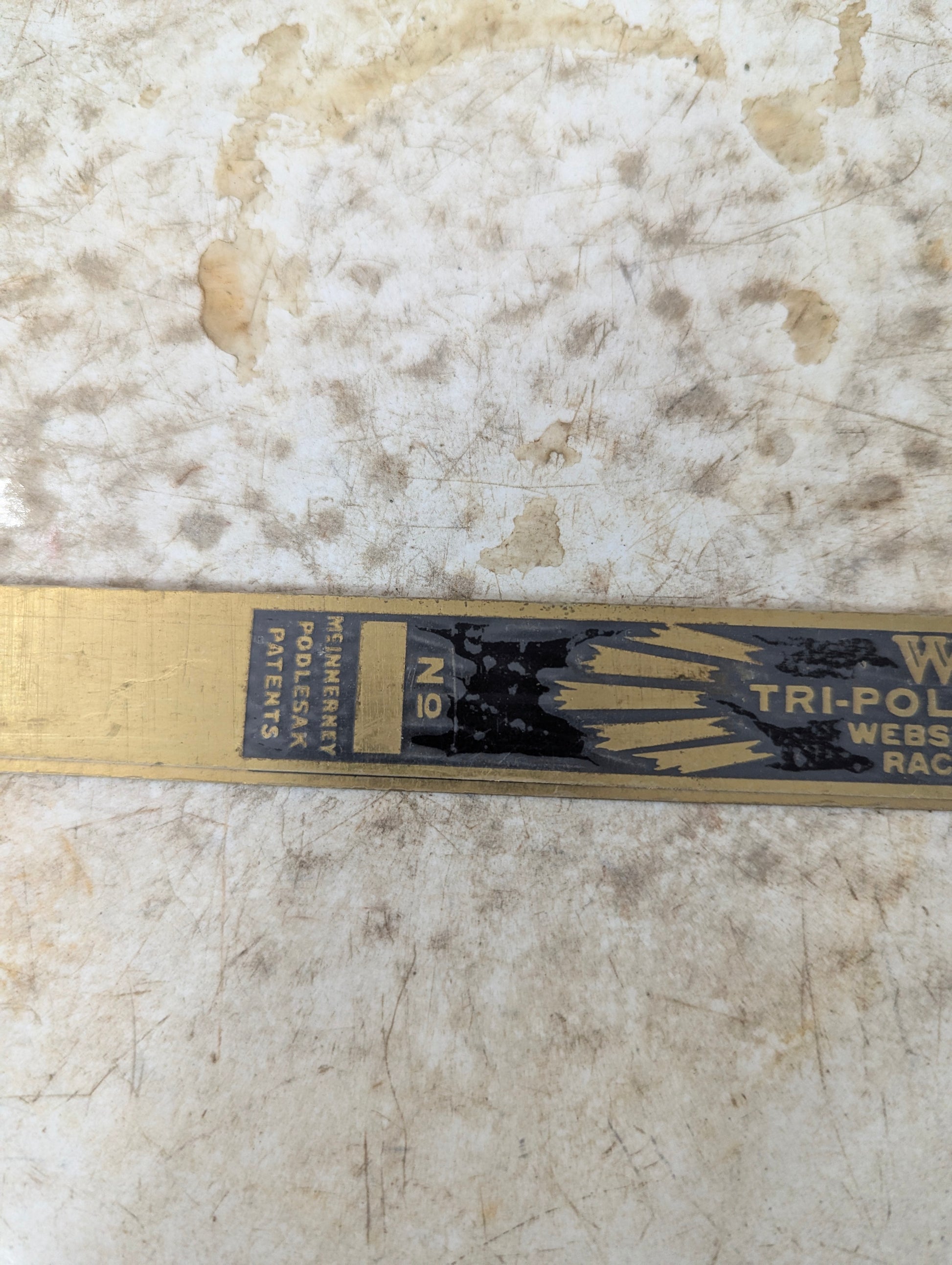 Vintage Industrial Webster Electric Co. Tri-Polar Oscillator Brass Blank Nameplate - view 5