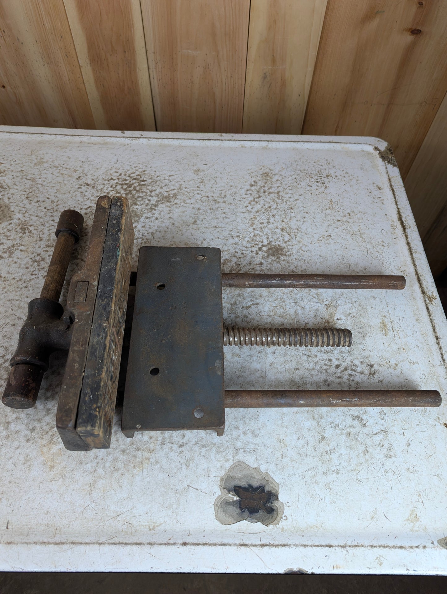 Vintage Industrial Woodworking 10" Bench Vice Cast Iron Under Mount