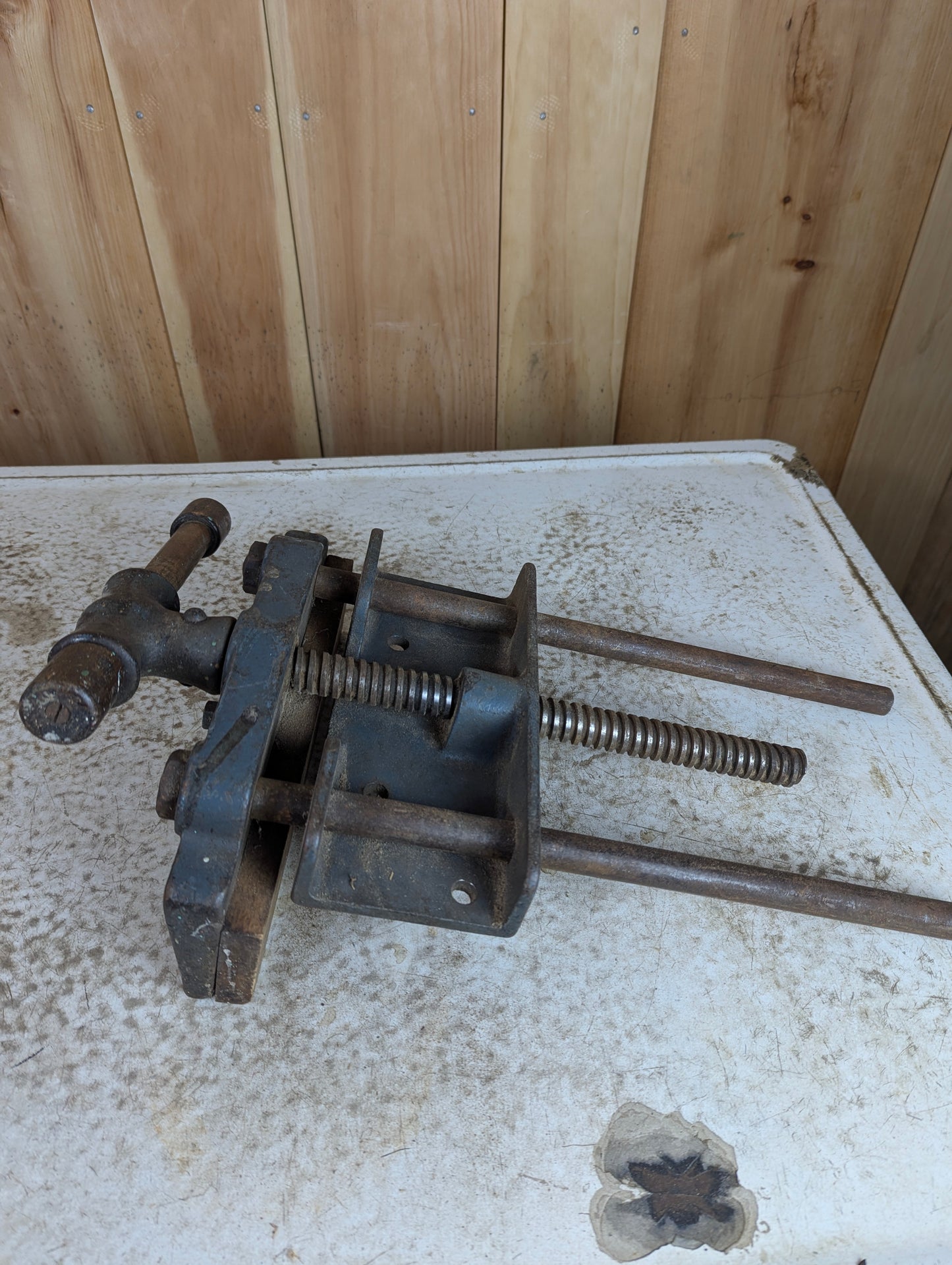 Vintage Industrial Woodworking 10" Bench Vice Cast Iron Under Mount - view 3