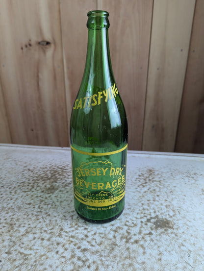Vintage Jersey Dry Green Glass Toronto 30 oz Soda Bottle