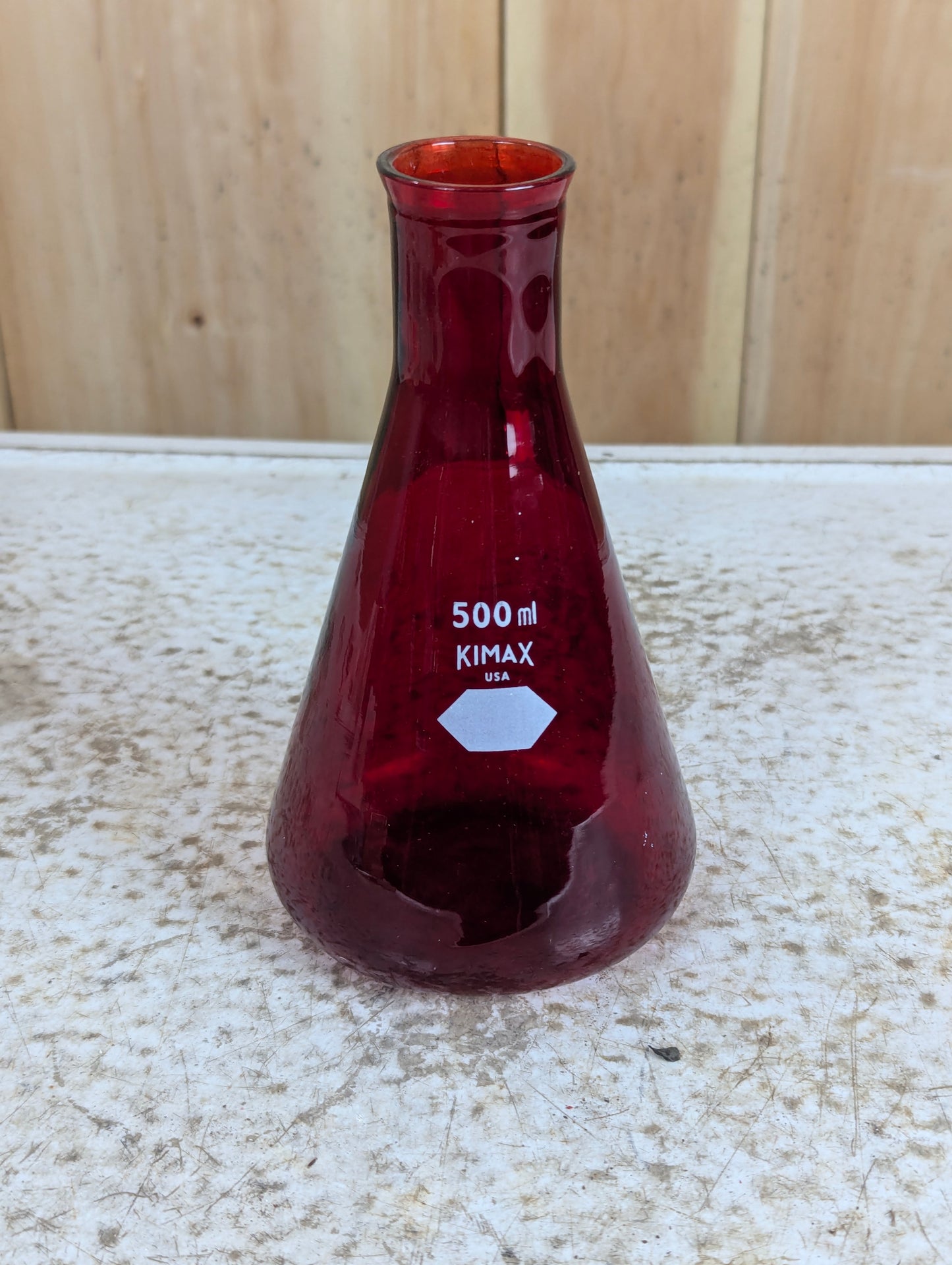 Vintage Kimax Ruby Red 500 ml Erlenmeyer Flask - view 2