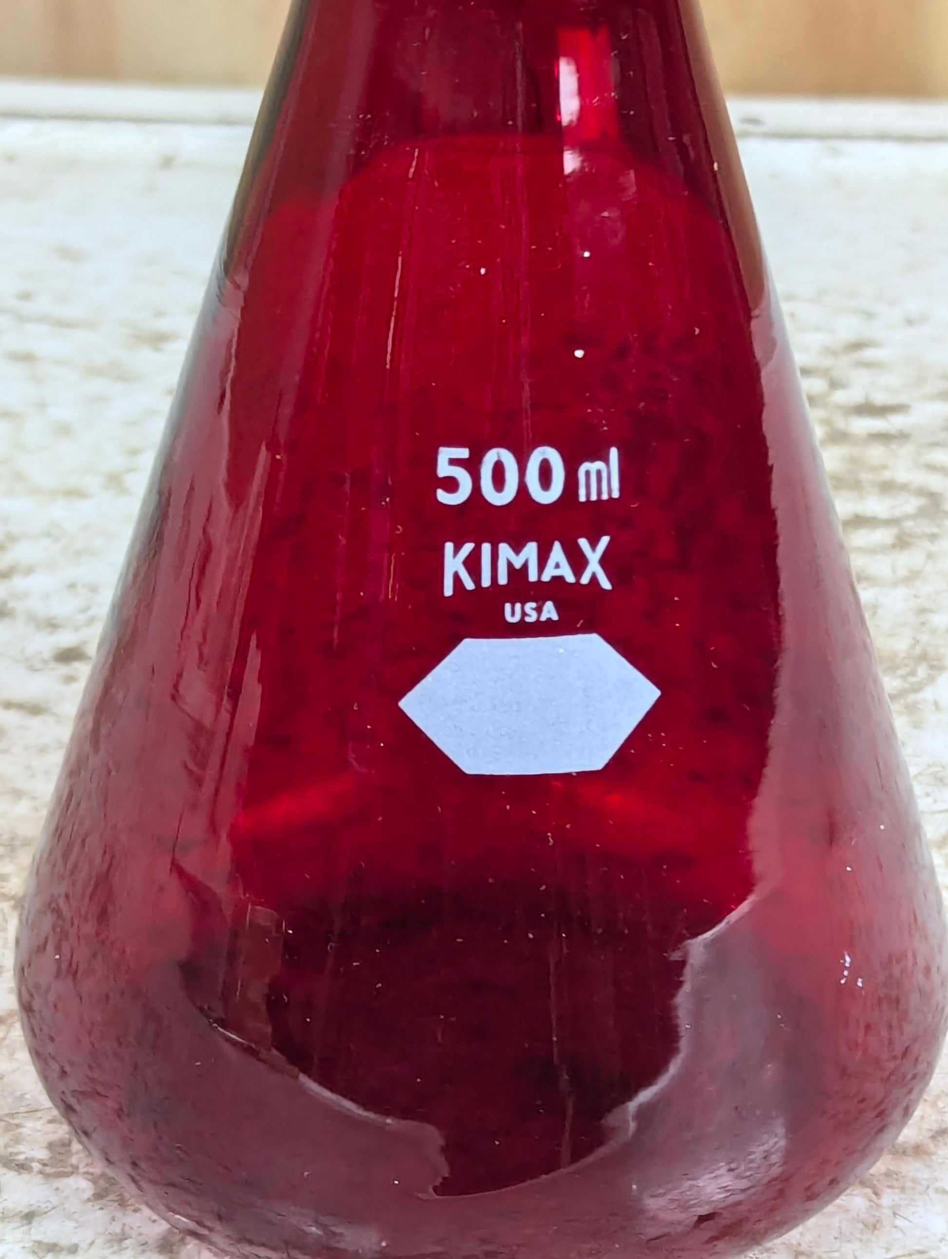 Vintage Kimax Ruby Red 500 ml Erlenmeyer Flask - view 3