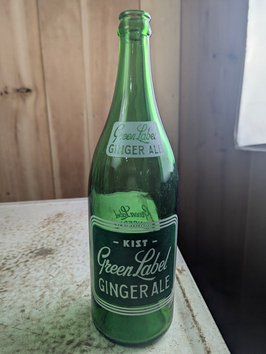 Vintage Kist Green Label Ginger Ale Green Glass ACL Soda Bottle