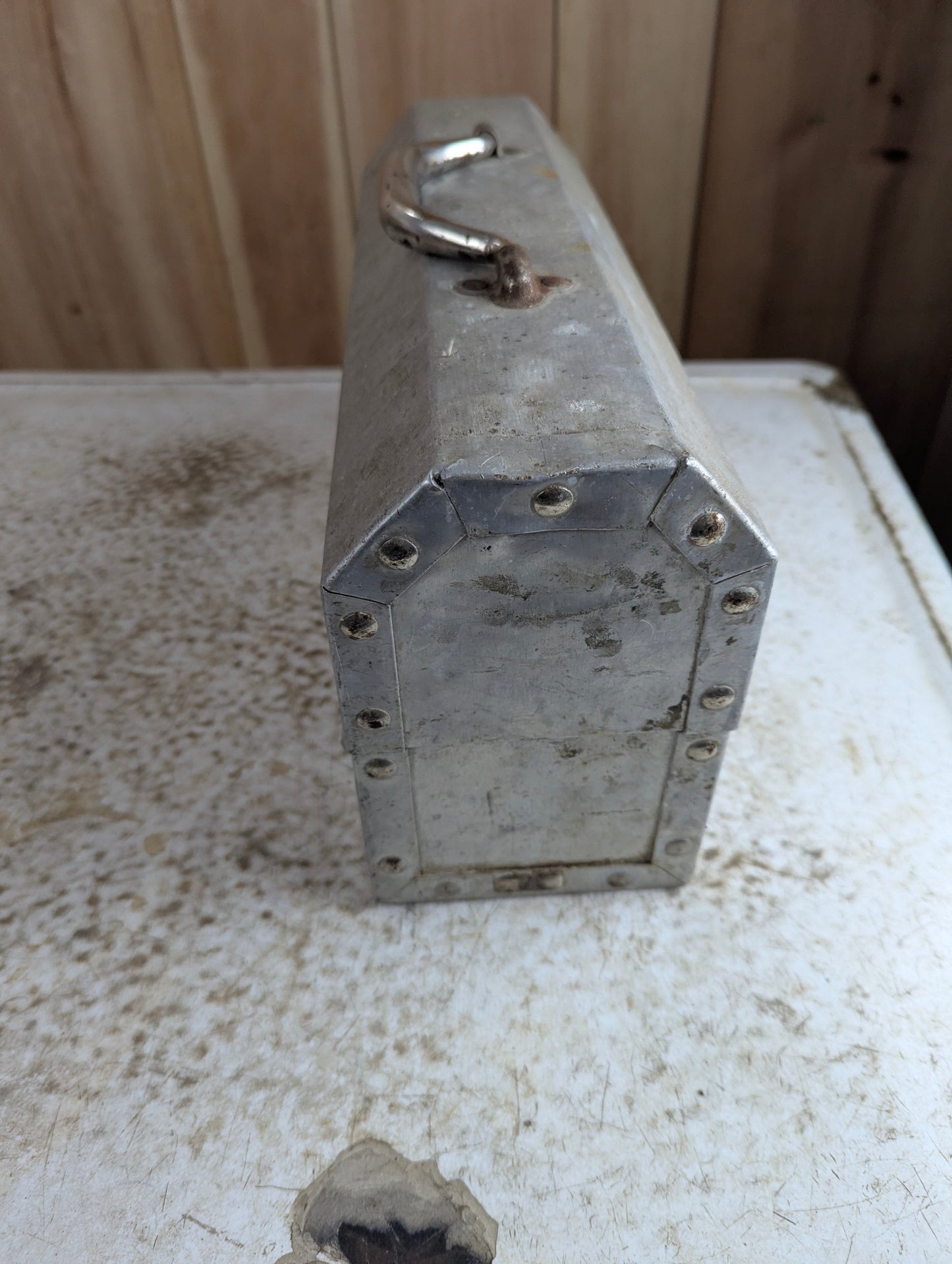 Vintage L. May Sudbury 14" Aluminum Miner's Lunch Box - view 3