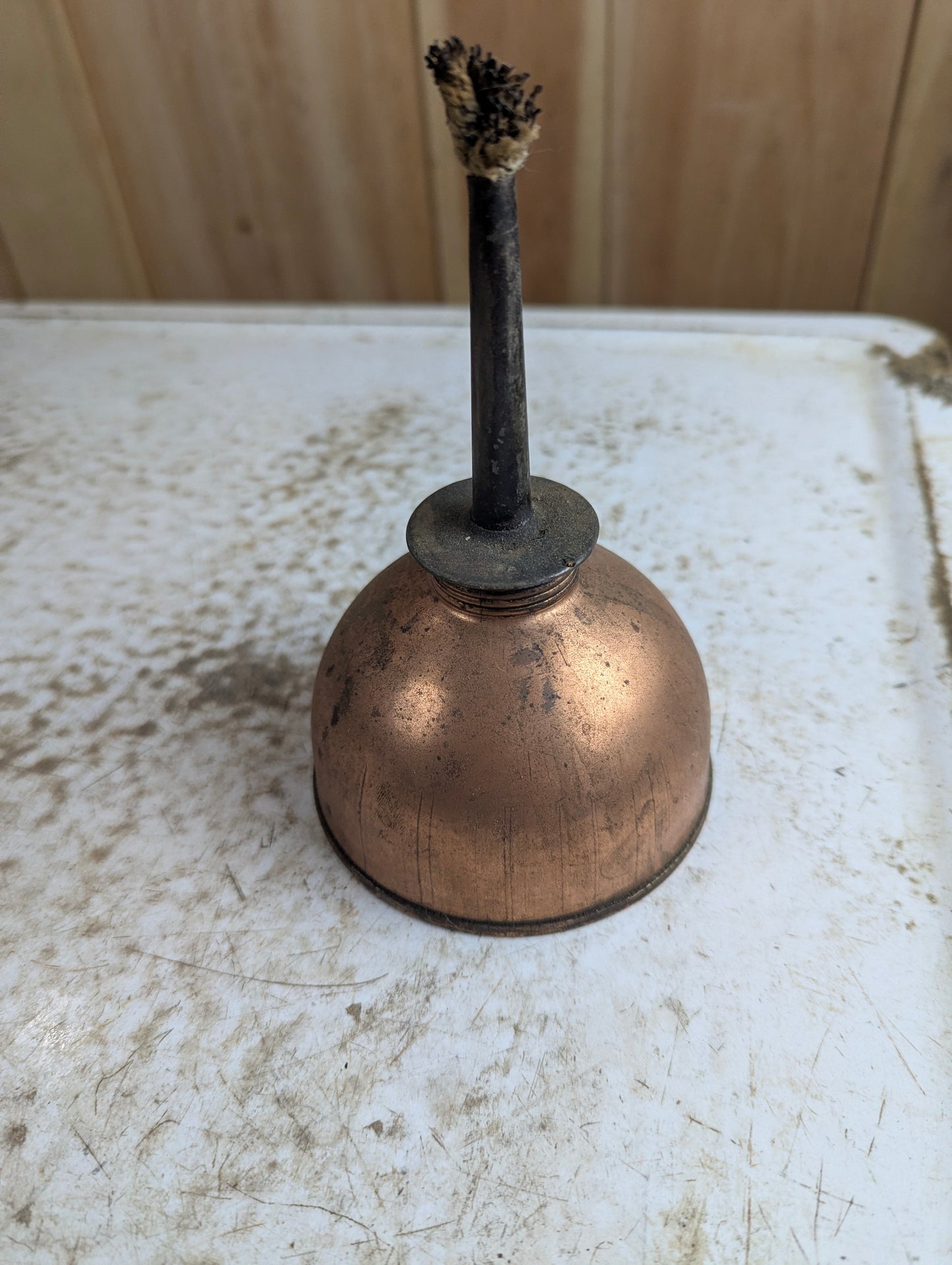 Vintage Large Copper Thumb Oiler - view 2