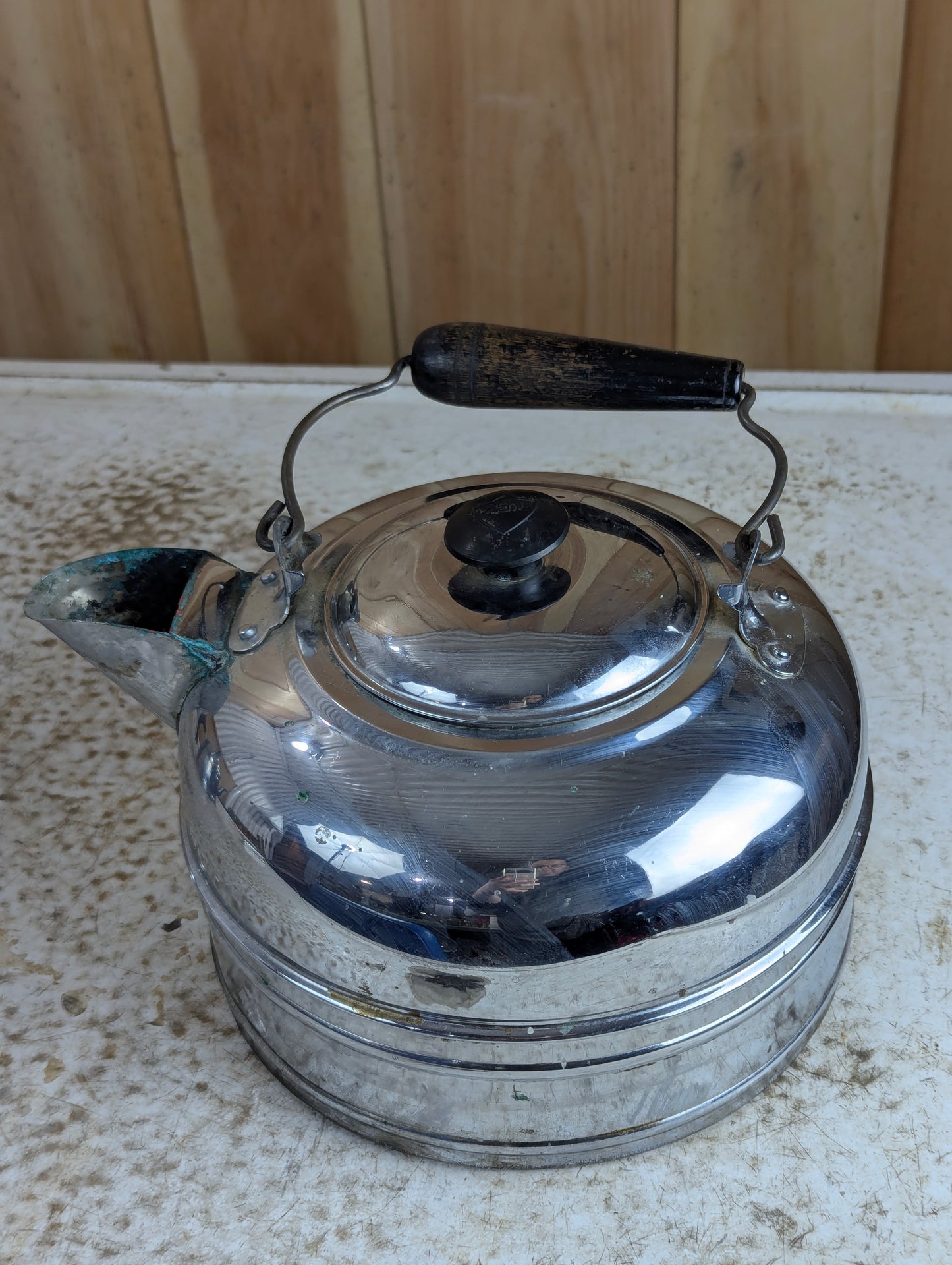 Vintage Large GSW Chrome-Plated Copper Kettle
