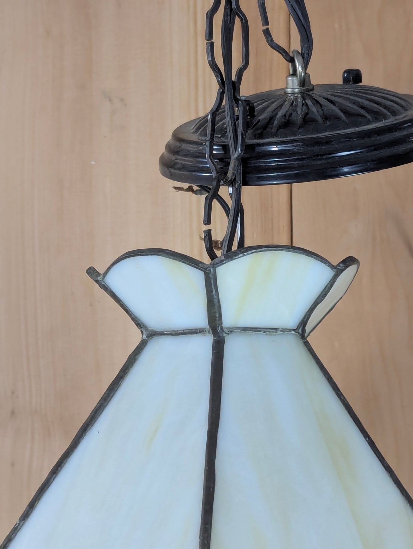 Vintage Leaded Slag Glass Pendant Light - view 4