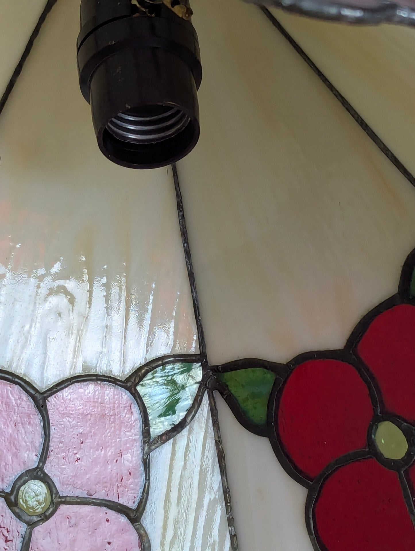 Vintage Leaded Slag Glass Pendant Light - view 5