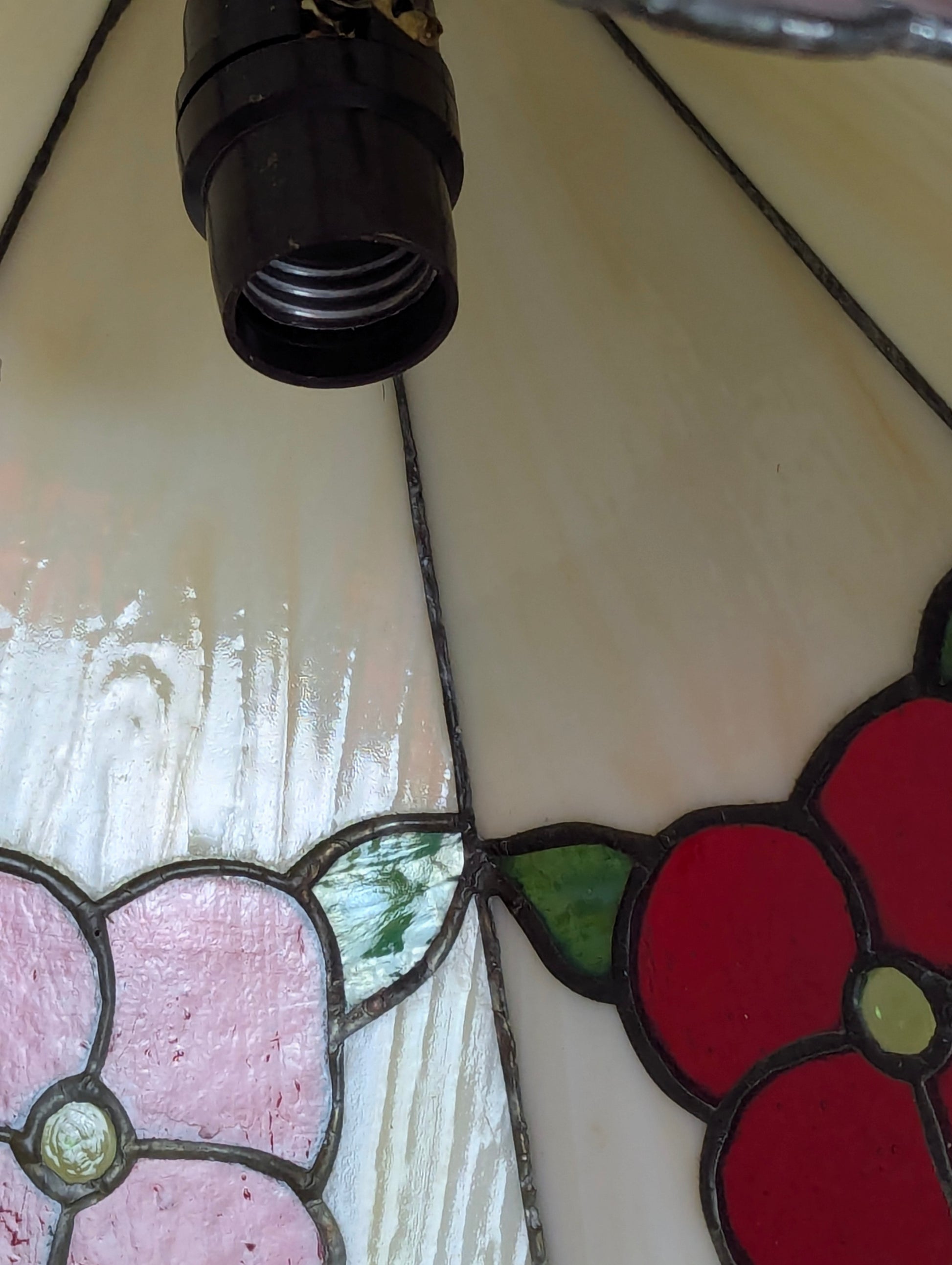 Vintage Leaded Slag Glass Pendant Light - view 5