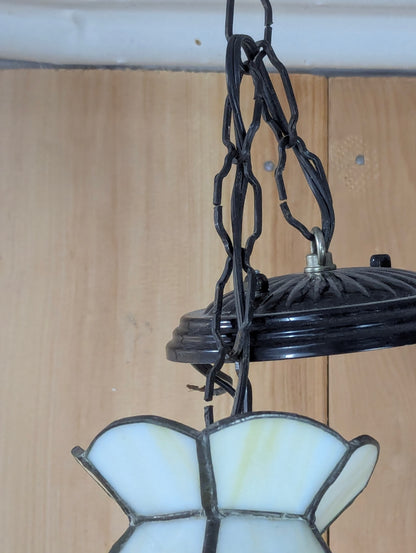 Vintage Leaded Slag Glass Pendant Light - view 6