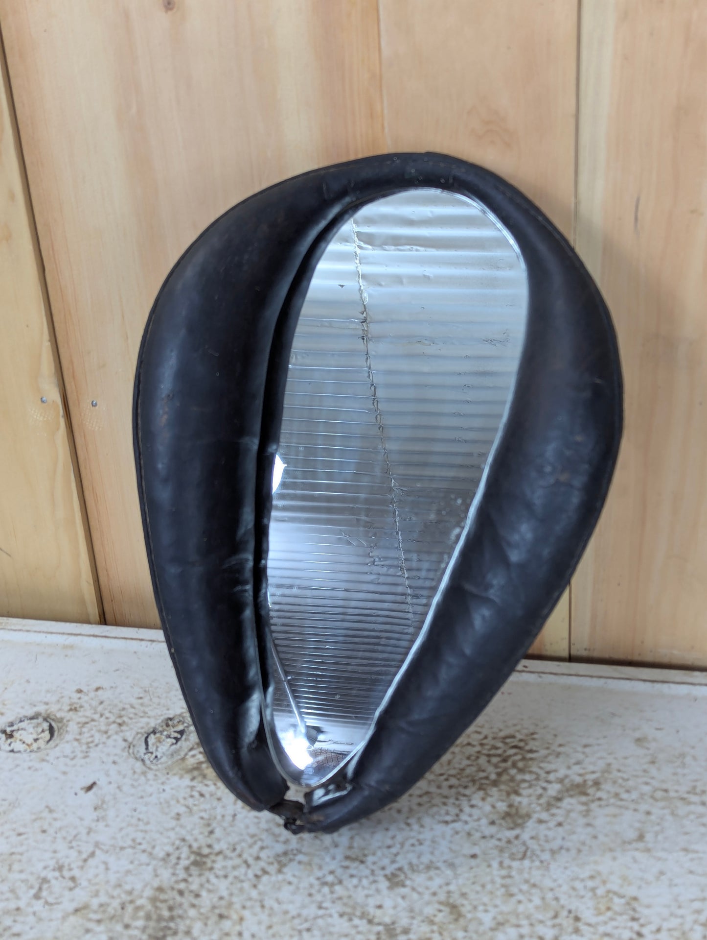 Vintage Leather Horse Collar Mirror - view 2