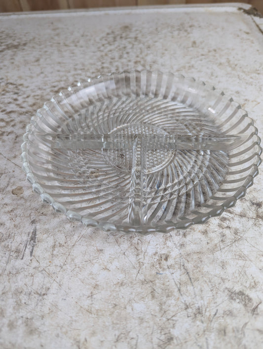 Vintage Libbey Textured Swirl Divided Relish Dish