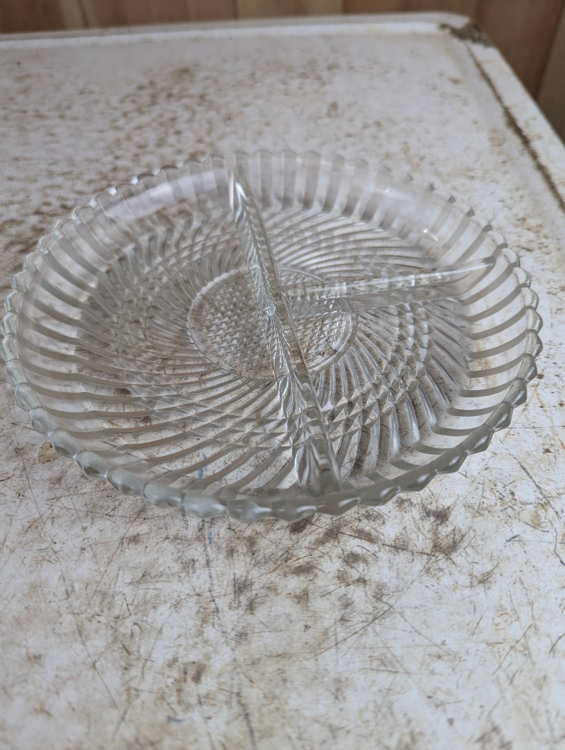 Vintage Libbey Textured Swirl Divided Relish Dish - view 2