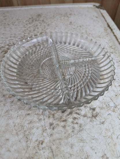 Vintage Libbey Textured Swirl Divided Relish Dish - view 2