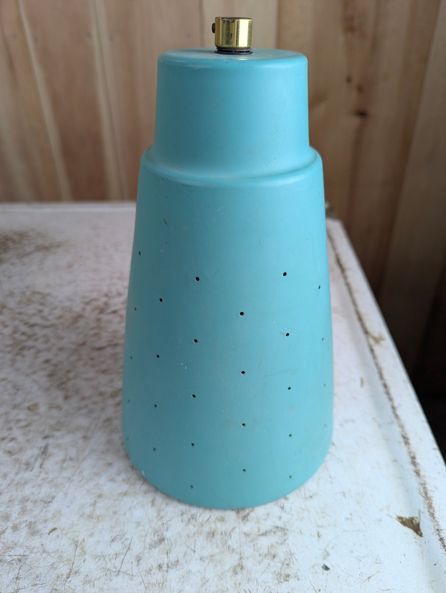 Vintage Light Blue Conical Pinhole Pendant Shade