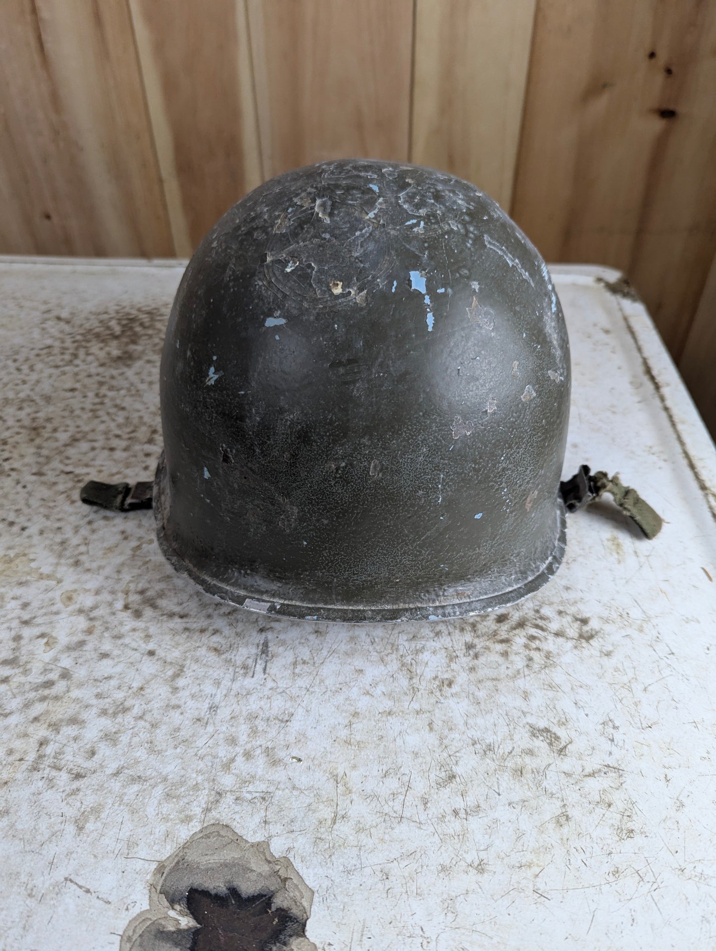 Vintage M1 Military Helmet with Side Straps - view 3