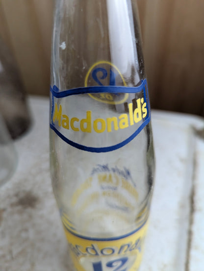 Vintage Macdonald's Beverages 12oz North Bay Clear Glass Yellow Blue ACL Soda Bottle - view 3