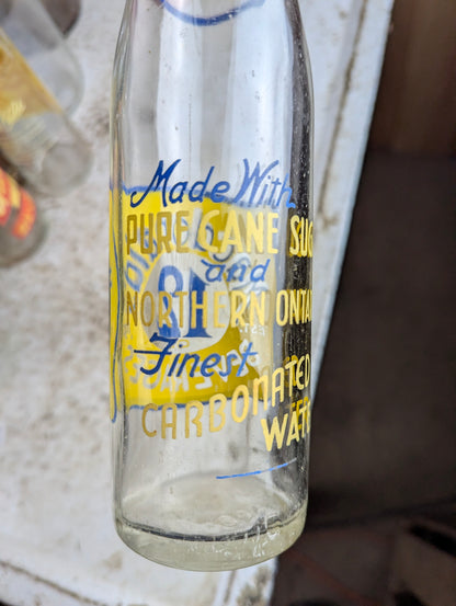 Vintage Macdonald's Beverages 12oz North Bay Clear Glass Yellow Blue ACL Soda Bottle - view 5