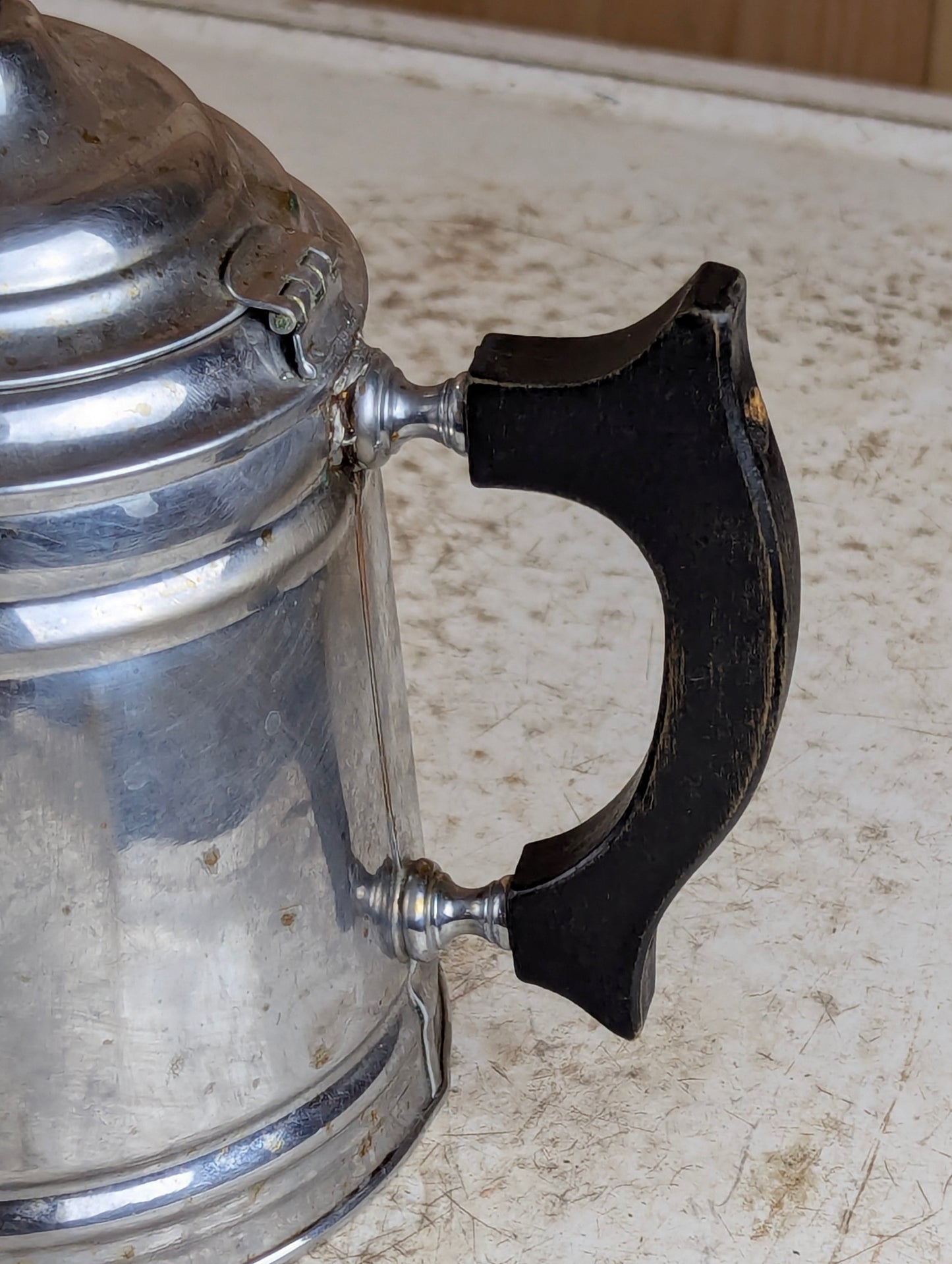 Vintage Manning Bowman Nickel Plated Wood Handle Teapot - view 3